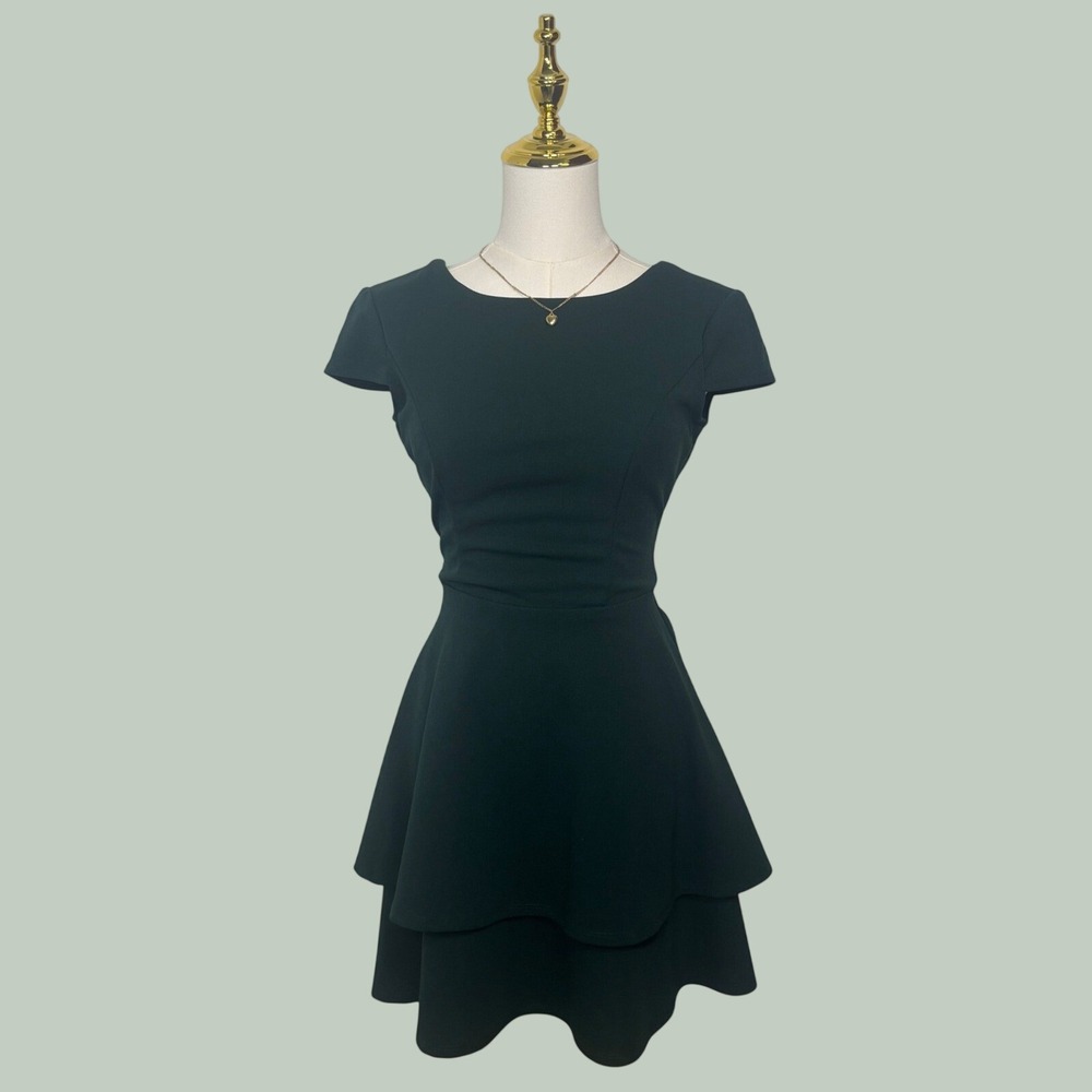 b. darlin forest green layer elegant mini dress Y2K coquette chic modest preppy